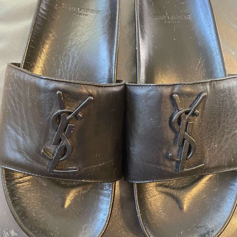 BLACK SAINT LAURENT SLIDES